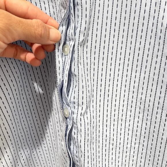 Caroline Costas Jacqueline Poof Sleeve Button Up Top Womens XS Blue Stripe - Picture 4 of 10